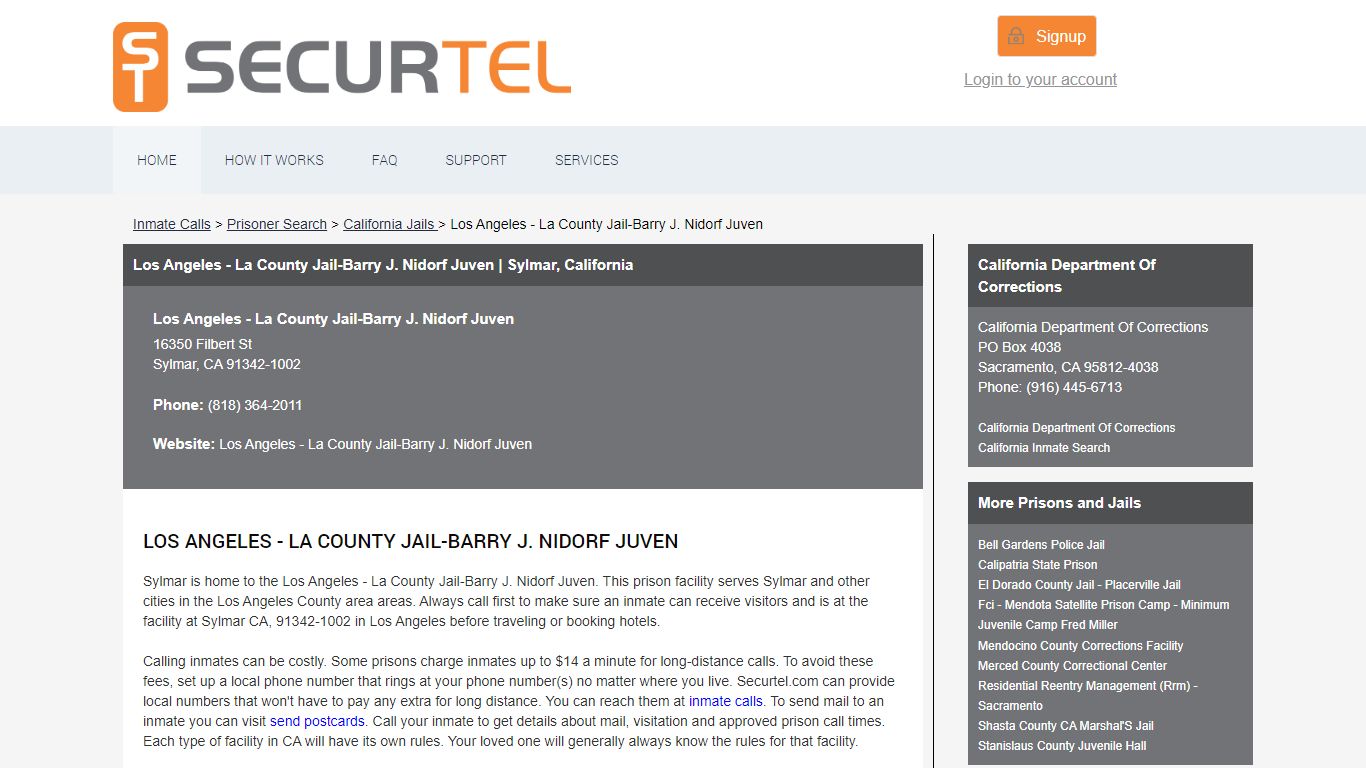 Los Angeles - La County Jail-Barry J. Nidorf Juven - SecurTel